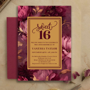 Elegante Sweet 16 Merlot Blush Gold Einladung