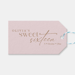Elegante Sweet 16 Rosé-farbene Geburtstagsfeier Geschenkanhänger