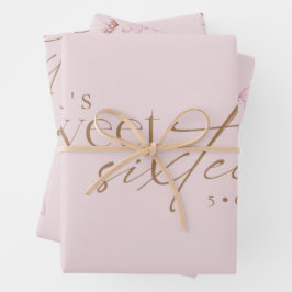 Elegante Sweet 16 Rosé-farbenes Geburtstags- Geschenkpapier Set