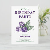 Elegante Sweet BlackBerry Birthday Party Einladung (Stehend Vorderseite)