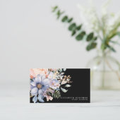 Elegante Sweet Blume Schwarze Visitenkarten Visitenkarte (Stehend Vorderseite)