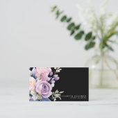 Elegante Sweet Blume Schwarze Visitenkarten Visitenkarte (Stehend Vorderseite)