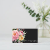 Elegante Sweet Blume Schwarze Visitenkarten Visitenkarte (Stehend Vorderseite)