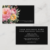 Elegante Sweet Blume Schwarze Visitenkarten Visitenkarte (Vorne/Hinten)