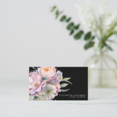 Elegante Sweet Blume Schwarze Visitenkarten Visitenkarte (Stehend Vorderseite)