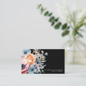 Elegante Sweet Blume Schwarze Visitenkarten Visitenkarte (Stehend Vorderseite)