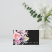Elegante Sweet Blume Schwarze Visitenkarten Visitenkarte (Stehend Vorderseite)