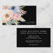 Elegante Sweet Blume Schwarze Visitenkarten Visitenkarte (Vorne/Hinten)