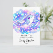 Elegante Sweet Dolphin Baby Dusche Dankeskarte (Stehend Vorderseite)