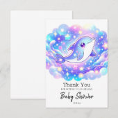 Elegante Sweet Dolphin Baby Dusche Dankeskarte (Vorne/Hinten)