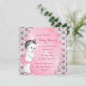 Elegante Sweet Pink Baby Dusche Einladung (Stehend Vorderseite)
