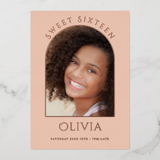 Elegante Sweet Sixteen-Foto-Roségoldfolie Folieneinladung