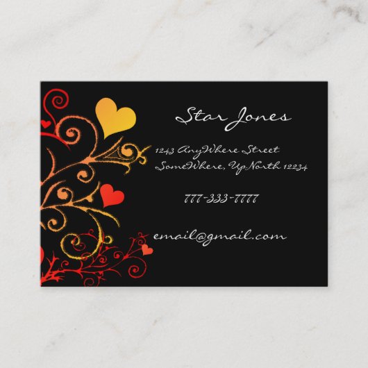 Elegante Swirl Heart Business Card Visitenkarte (Vorderseite)