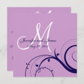 Elegante Swirl Lila Marine Hochzeit Einladung (Vorne/Hinten)