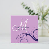 Elegante Swirl Lila Marine Hochzeit Einladung (Stehend Vorderseite)