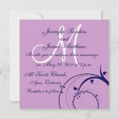 Elegante Swirl Lila Marine Hochzeit Einladung (Rückseite)