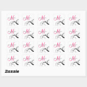 Elegante Swirl Monogram Wedding Square Labels Quadratischer Aufkleber (Blatt)