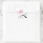 Elegante Swirl Monogram Wedding Square Labels Quadratischer Aufkleber (Tasche)