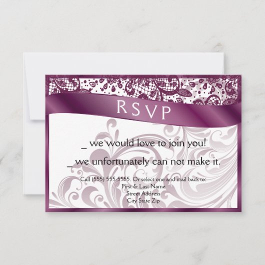 Elegante Swirl RSVP Card 3.5x5 (Vorderseite)