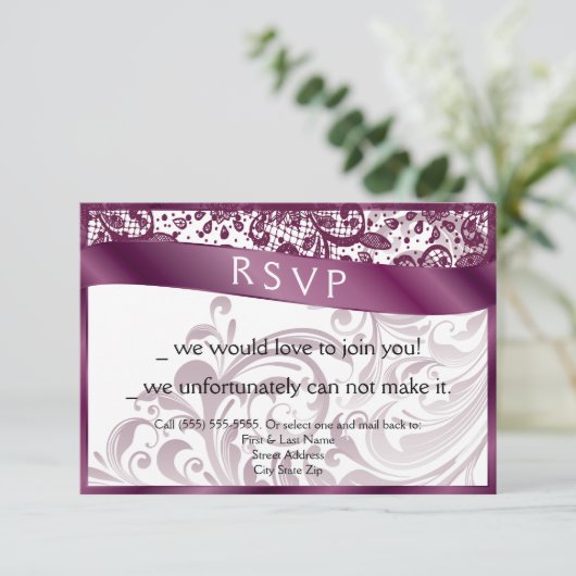 Elegante Swirl RSVP Card 3.5x5 (Stehend Vorderseite)