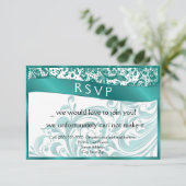 Elegante Swirl RSVP Card 3.5x5 - Aquamarin (Stehend Vorderseite)
