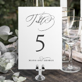 Elegante Swirl-Schrift einfache Hochzeit Tischnummer