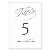 Elegante Swirl-Schrift einfache Hochzeit Tischnummer (Vorderseite)