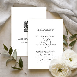 Elegante Swirl-Schrift einfache QR-Code-Hochzeit Einladung