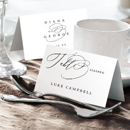Elegante Swirl-Schrift Hochzeit Klappbare Platzkar Tischnummer