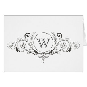 Elegante Swirl Schwarz-Weiß-Monogramm-Note-Karte