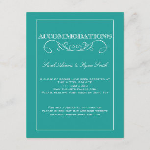 Elegante Swirl Turquoise Unterkunft Karte