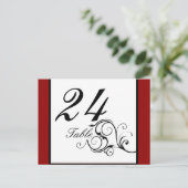 Elegante Swirt Rote Tischnummer Postkarte (Stehend Vorderseite)