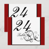 Elegante Swirt Rote Tischnummer Postkarte (Vorne/Hinten)