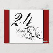 Elegante Swirt Rote Tischnummer Postkarte (Rückseite)