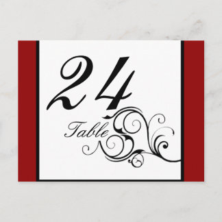 Elegante Swirt Rote Tischnummer Postkarte