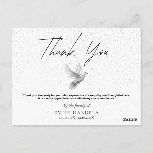 Elegante Symphaty Dankescharte - Wasserfarbentove Postkarte (Rückseite)