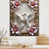 Elegante Szene der weißen Tauben Poster (Küche)