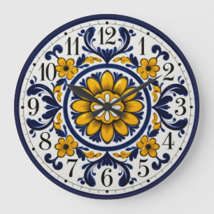 Elegante Talavera-Uhr mit Zahlen Große Wanduhr