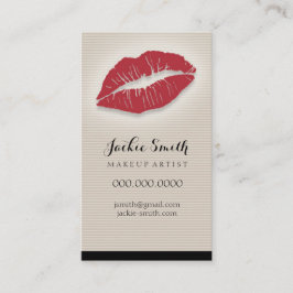 Elegante TAN-Button-Streifen mit den roten Lippen Visitenkarte