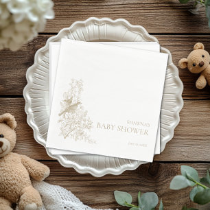 Elegante Tan-Chinoiserie-Natur-Vögel-Baby-Party Serviette