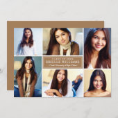 Elegante Tan Foto Collage Graduation Party Einladung (Vorne/Hinten)