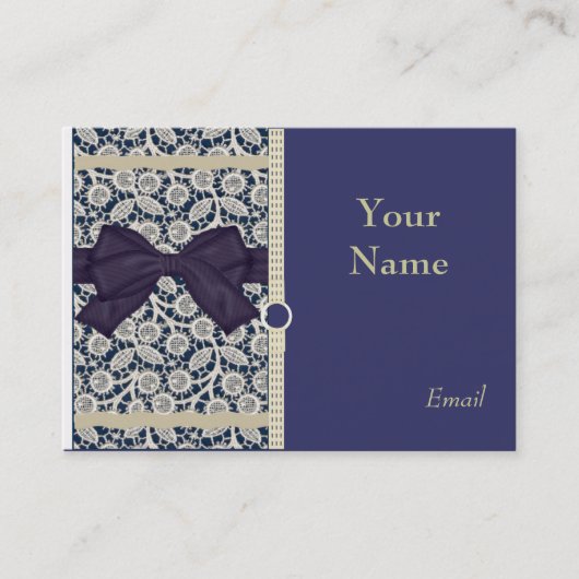 Elegante TAN-Spitze auf Marine-Visitenkarten Visitenkarte (Vorderseite)