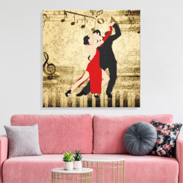 Elegante Tänzer auf Vintager Noten Leinwanddruck