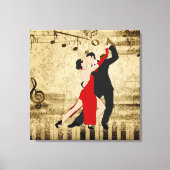 Elegante Tänzer auf Vintager Noten Leinwanddruck (Vorderseite)