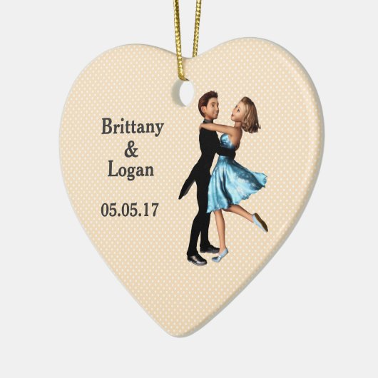 Elegante Tänzer: Blaues Seidenkleid (Personalisier Keramik Ornament (Links)