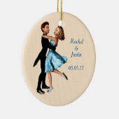 Elegante Tänzer: Blaues Seidenkleid (Personalisier Keramikornament (Rechts)