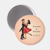 Elegante Tänzer: Rotes Seidenkleid (Personalisiert Magnet (Vorderseite/Rückseite)