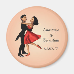 Elegante Tänzer: Rotes Seidenkleid (Personalisiert Magnet