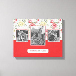 Elegante Tapete mit rosa Rosen Familienfotos & T Leinwanddruck