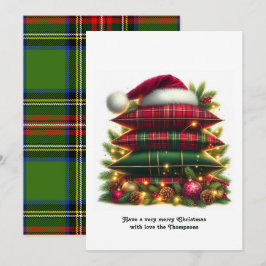 Elegante Tartan-Weihnachts-Kuschel-Karo-Kissen Feiertagskarte